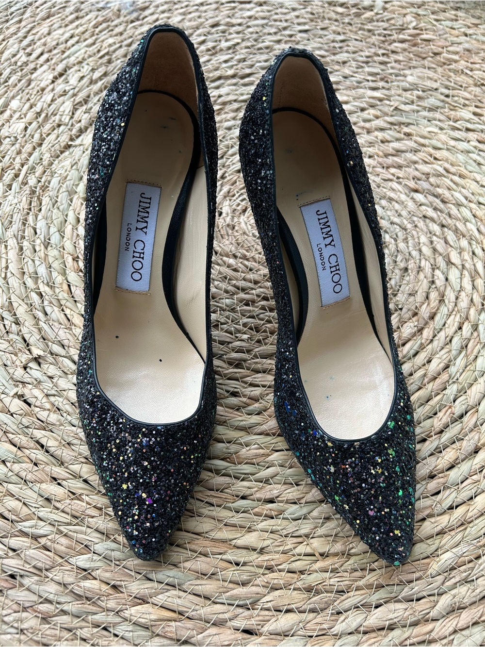 🚩steal Jimmy Choo Black Multi-Glitter Pointed Toe Pumps - Picture 3 of 9